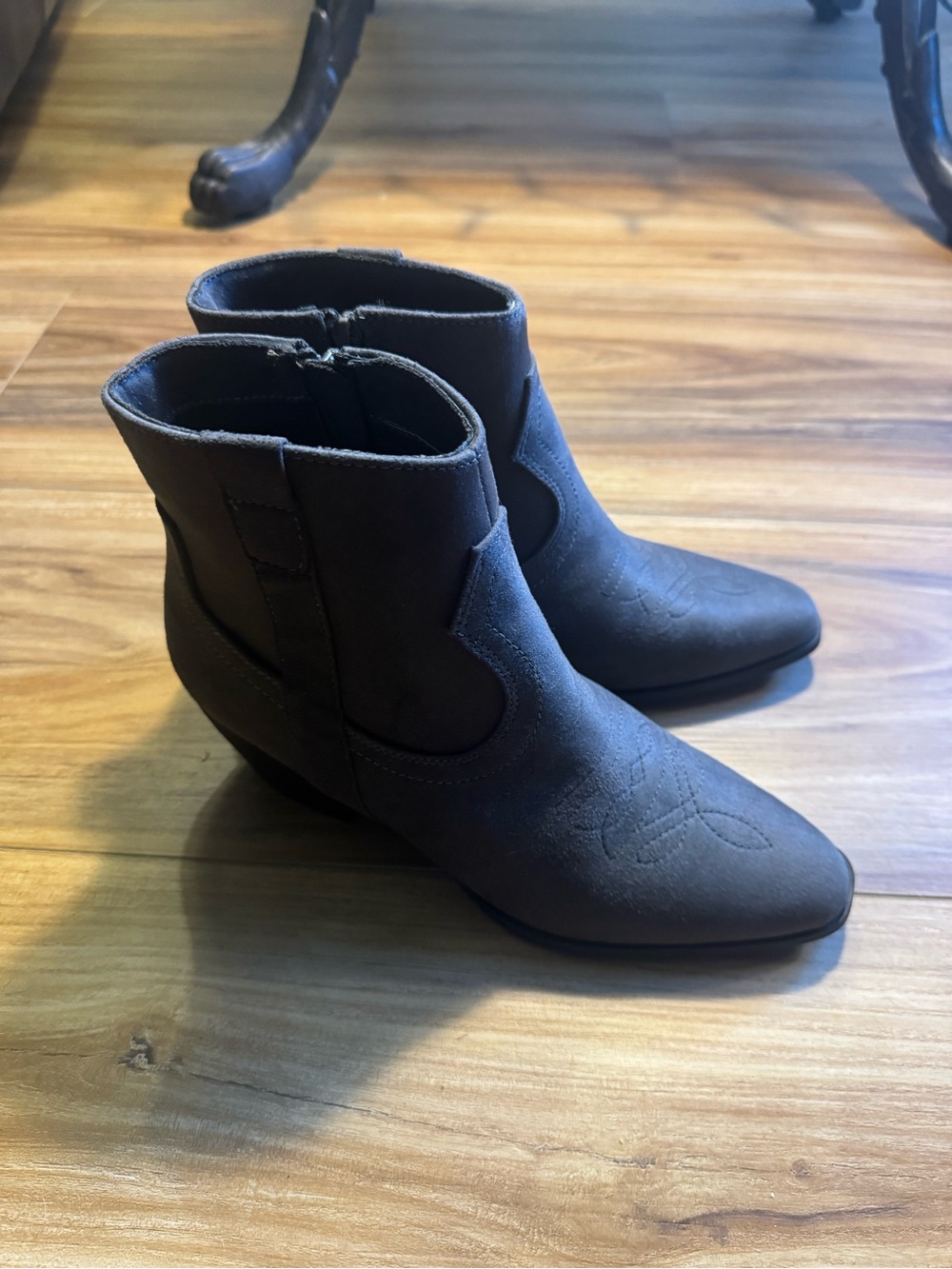 Classic Women's Short Ankle Boots in Charcoal Grey Faux Suede